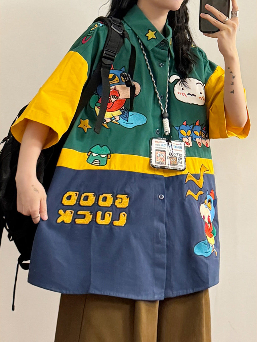 Lucky Star Cartoon Patch Shirts-Tops-ntbhshop