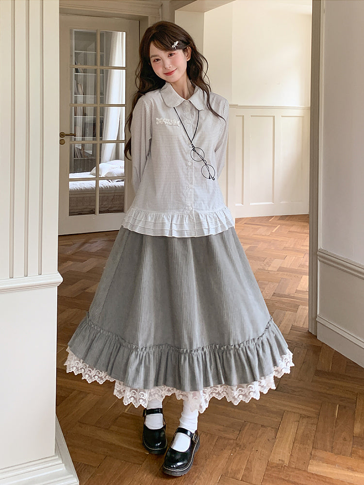 Soft Lecture Doll Gingham Blouse-ntbhshop