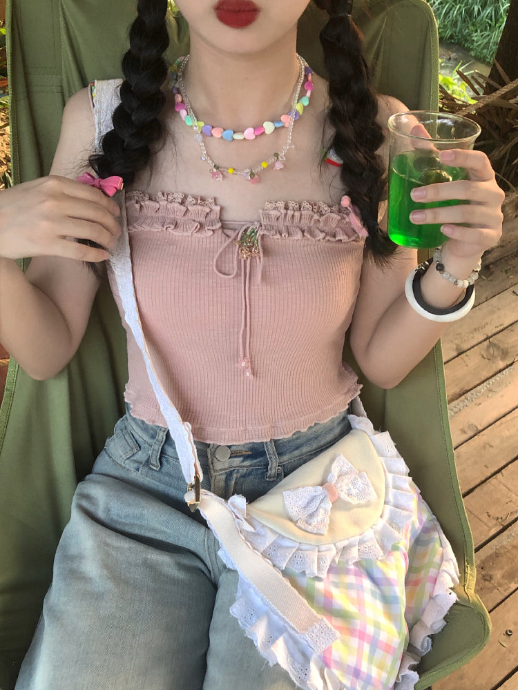 Rainbow Disco Cut-Out Back Bra Camisoles-ntbhshop