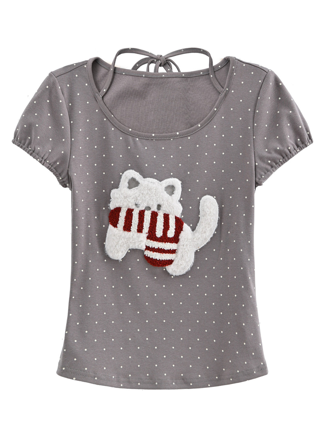 Polka Dot Kitten Halter Tee-Tops-ntbhshop