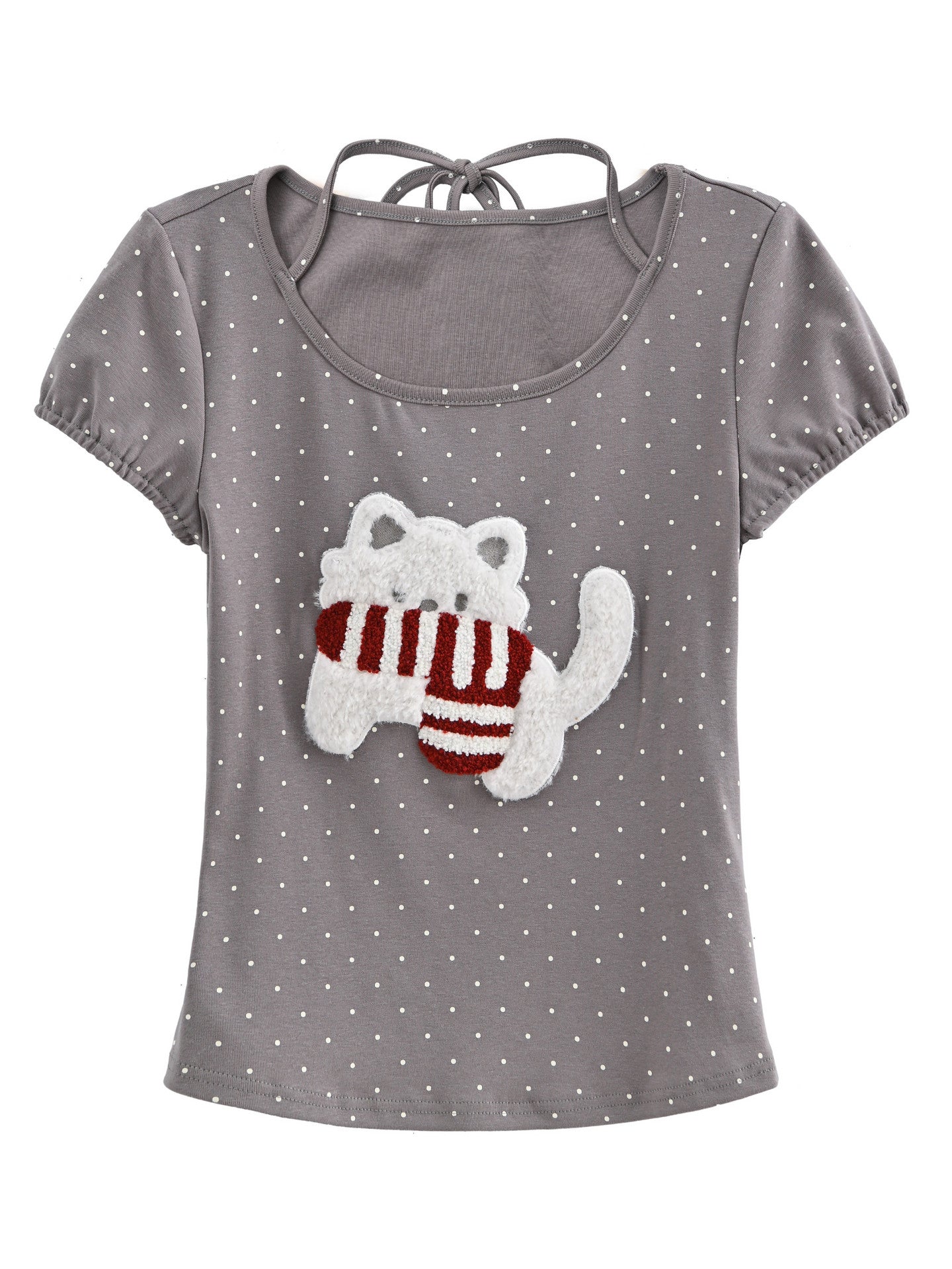 Polka Dot Kitten Halter Tee-Tops-ntbhshop