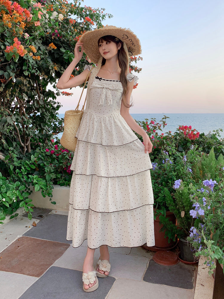 Parisian Polka Maxi Cake Dress-Dresses-ntbhshop