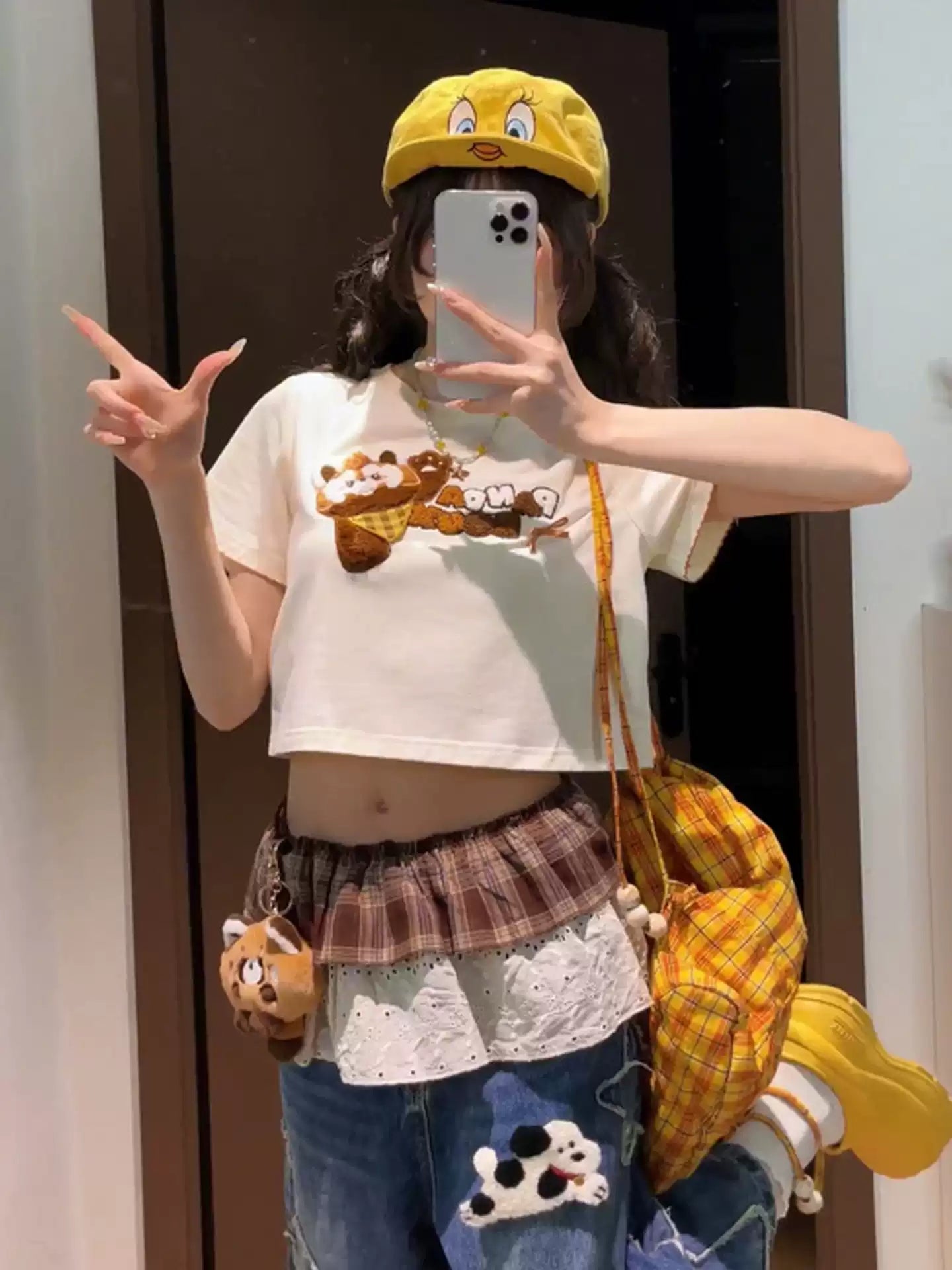 Red Panda Patch Crop Tee-Tops-ntbhshop