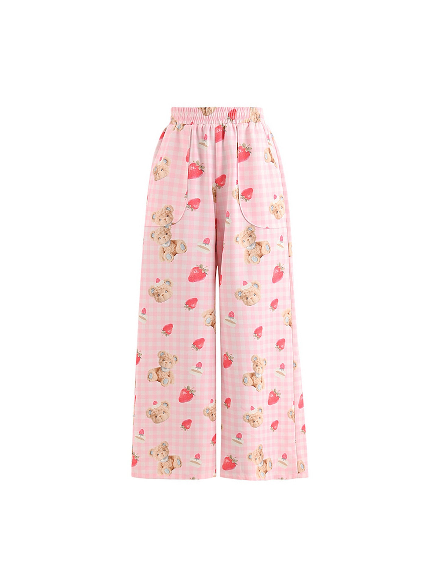 Berry Teddy Gingham Pants-Bottoms-ntbhshop