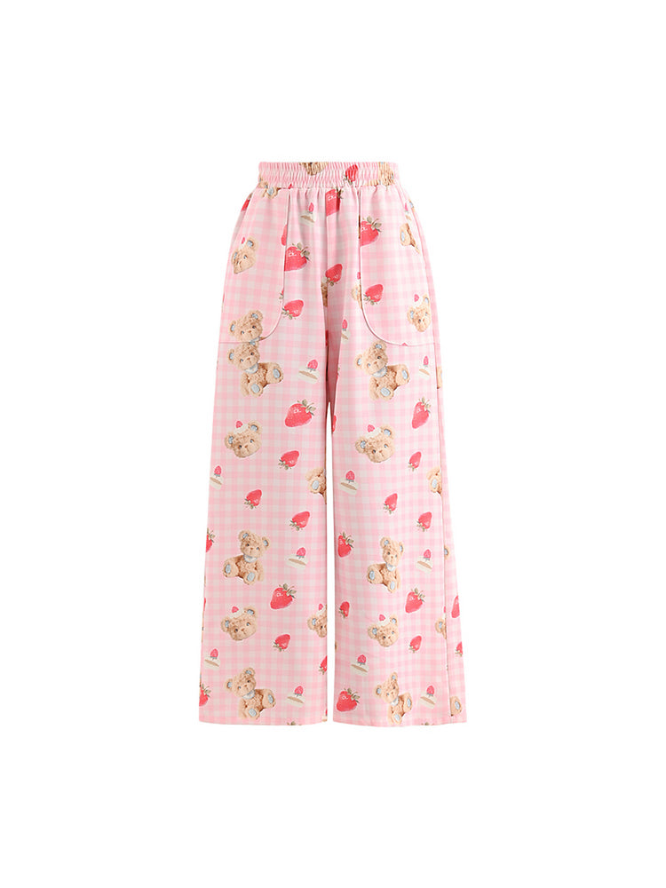 Berry Teddy Gingham Pants-Bottoms-ntbhshop
