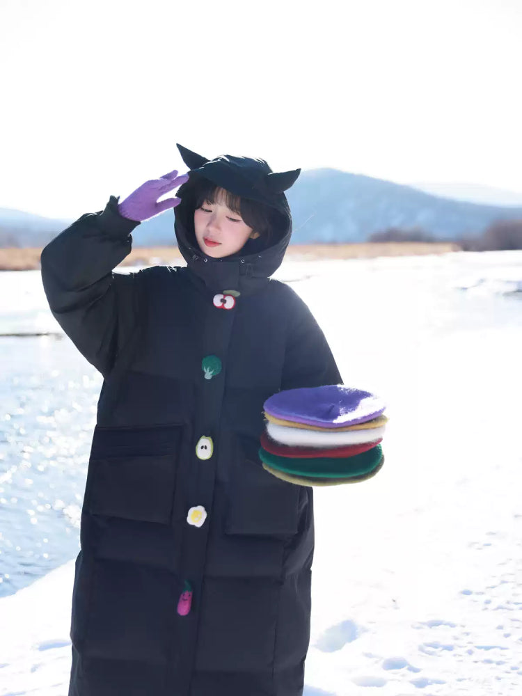 Black Devil & Fruit Puffer Coat-ntbhshop