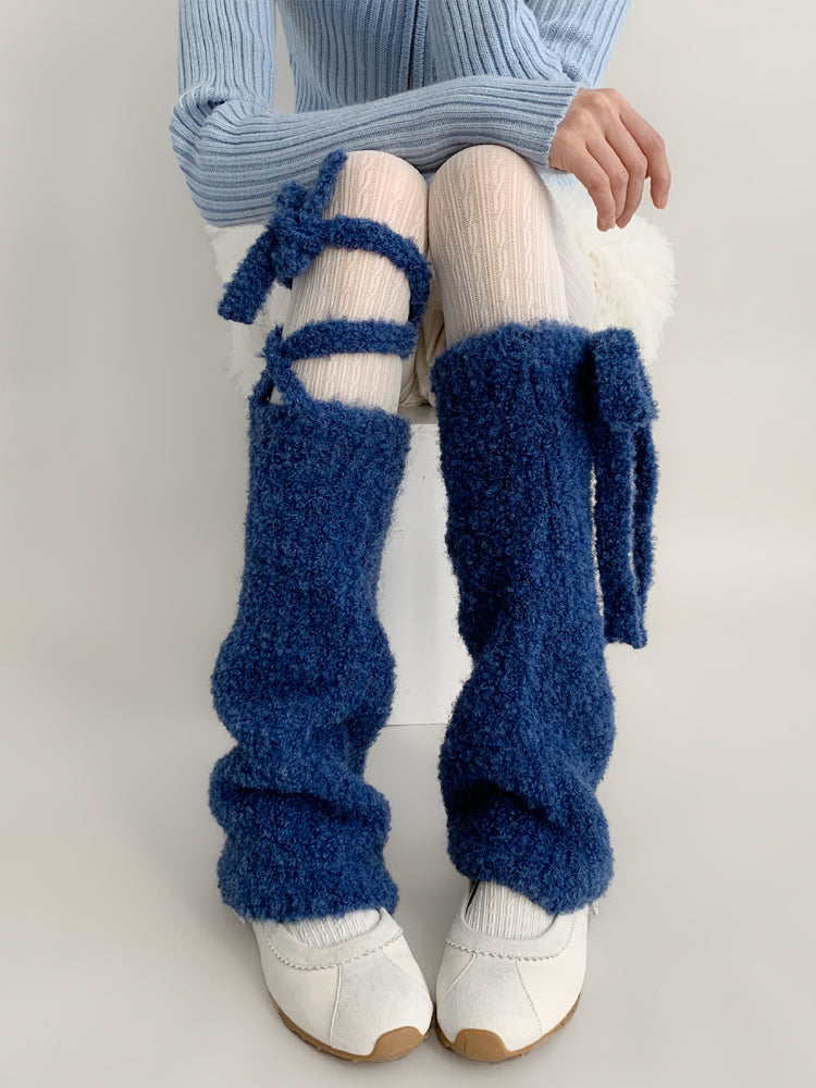 Midnight Lamb Fur Leg Warmers-ntbhshop