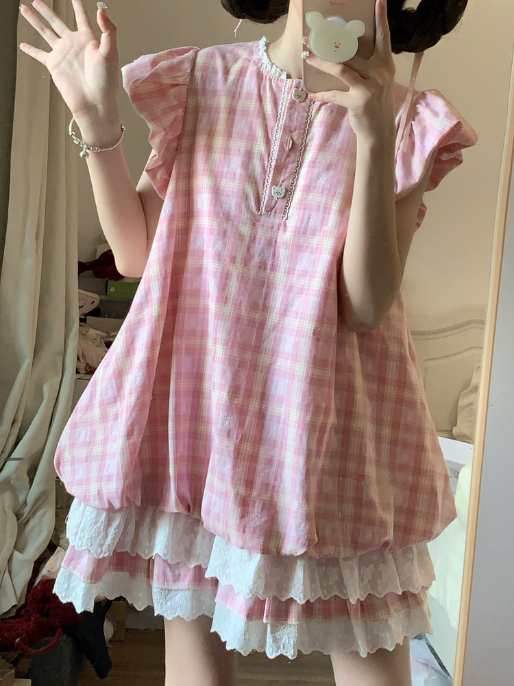 Gingham Bear Doll Dresses-Sets-ntbhshop