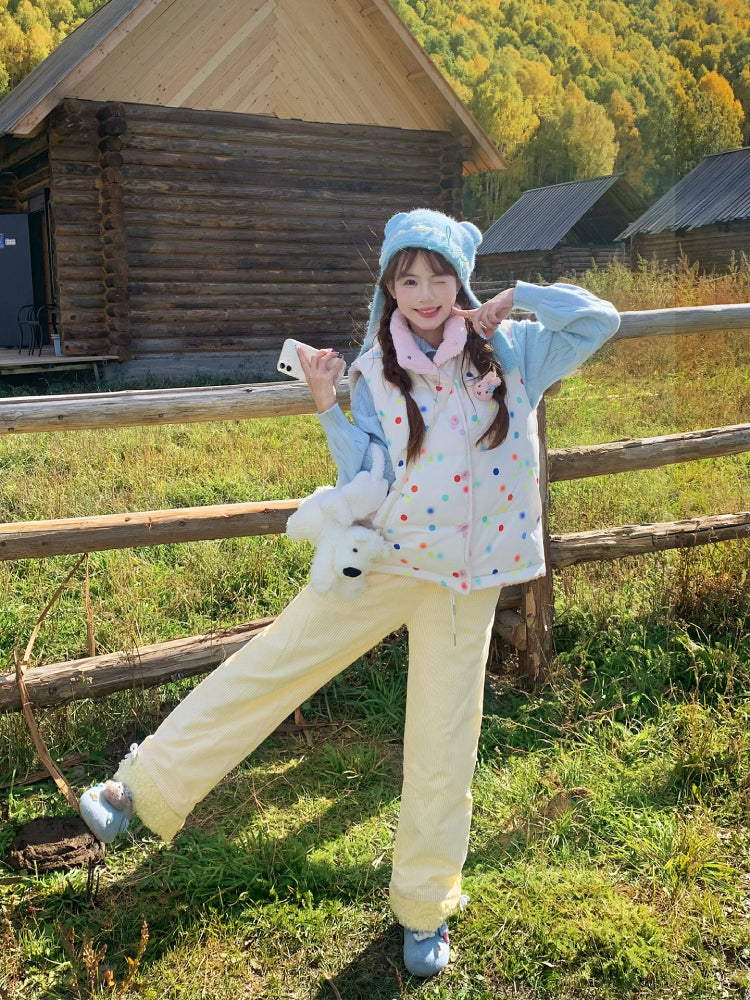 Rainbow Sprinkle Puffer Vest, Sweater & Pants-Sets-ntbhshop