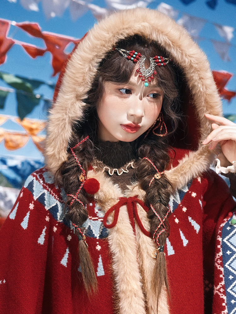 Hearthwind Jacquard Hooded Cape-ntbhshop