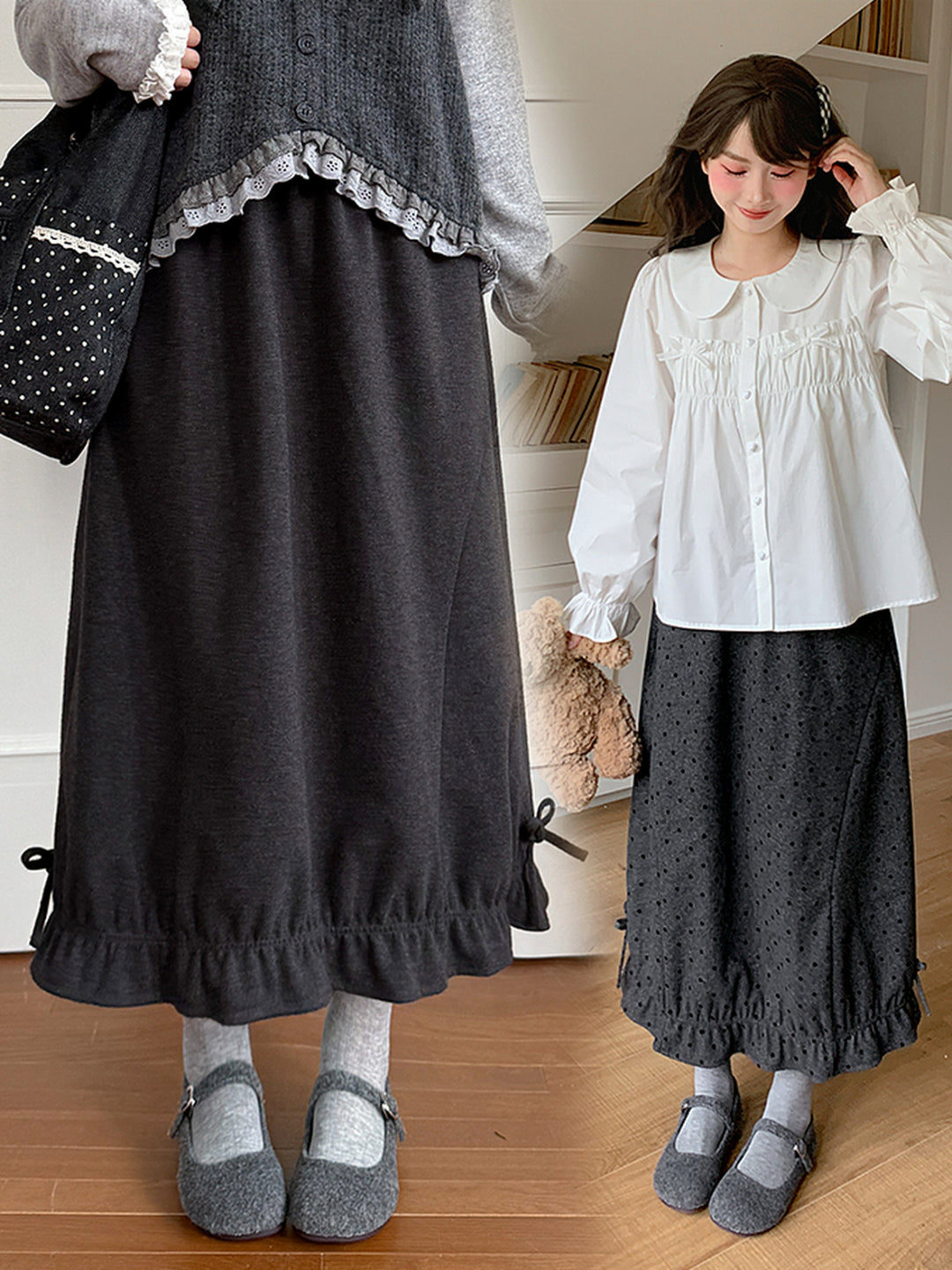 Quiet Garden Polka Bud Skirts-ntbhshop