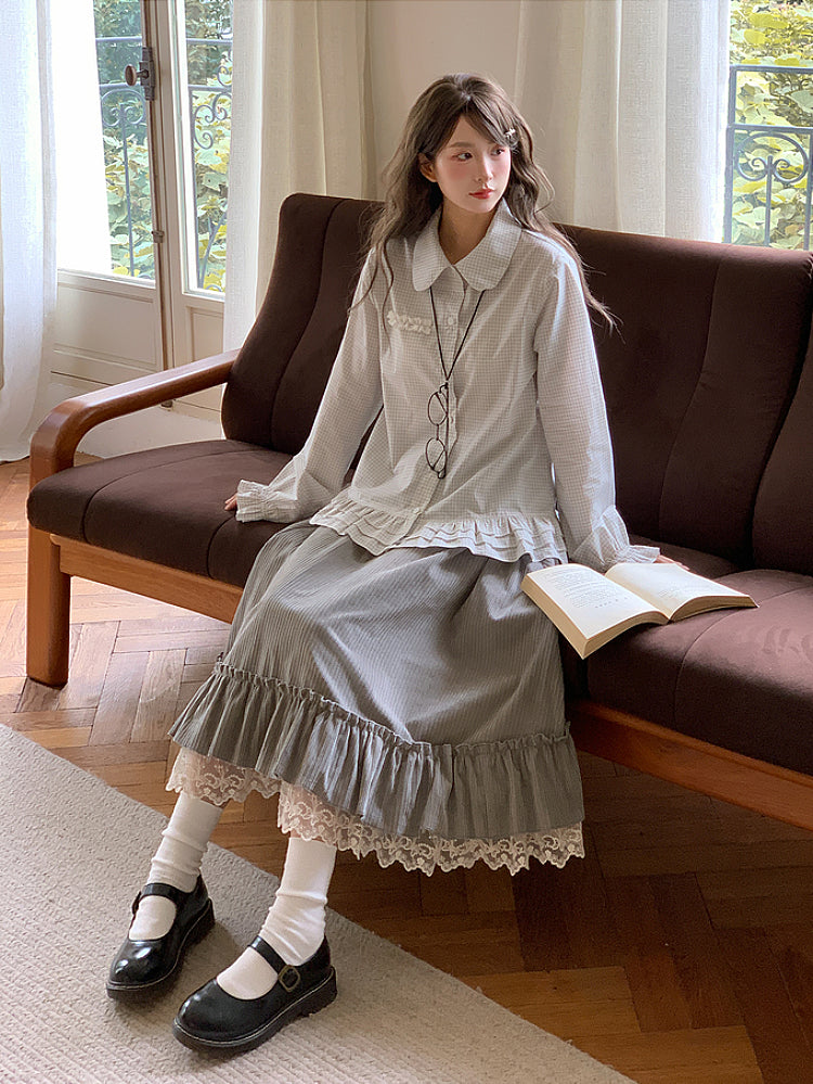 Soft Lecture Doll Gingham Blouse-ntbhshop