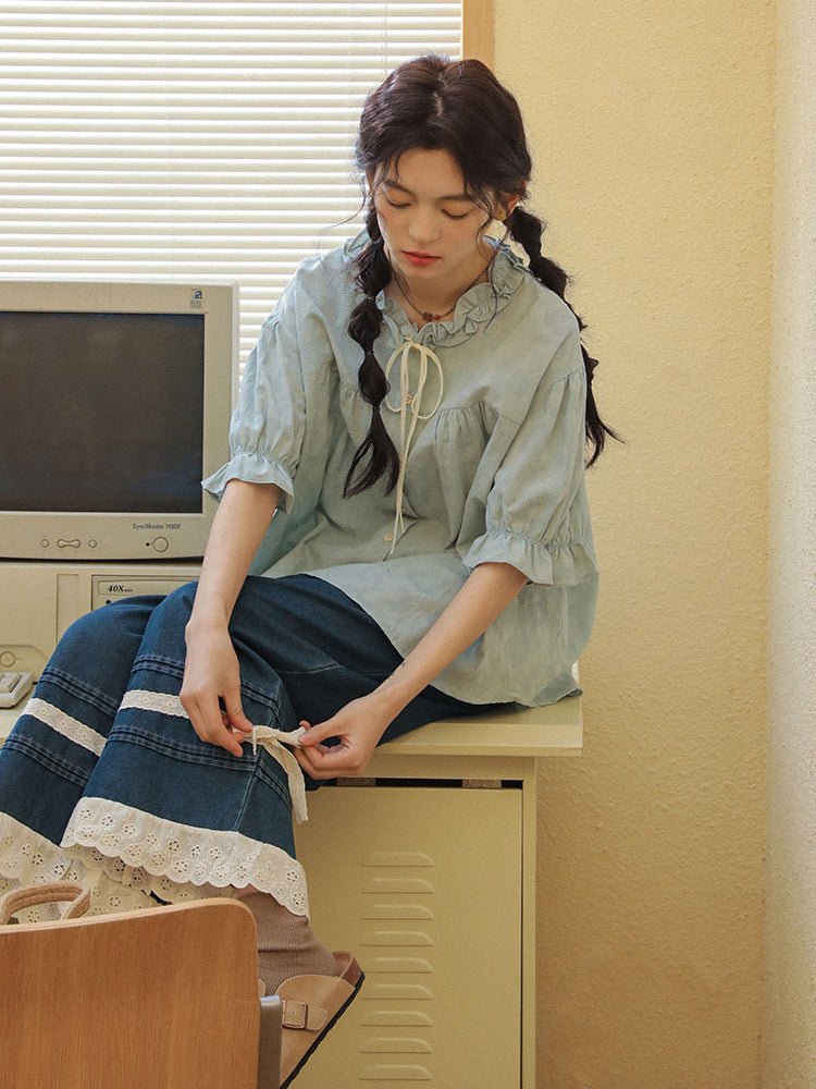 Literary Atelier Lace Denim Pants-ntbhshop