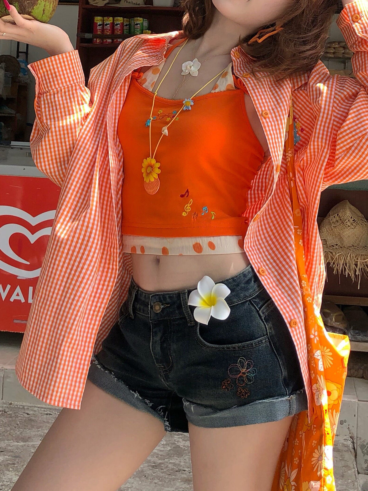 Daisy Pop Denim Shorts-Bottoms-ntbhshop