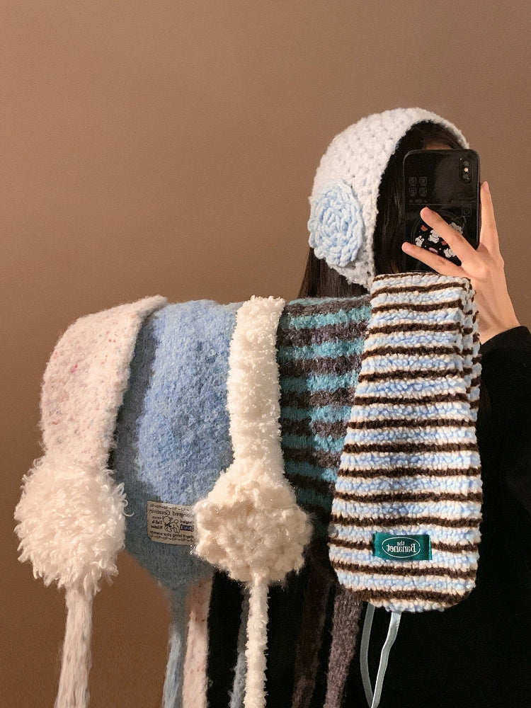 Snow Bloom Lace Knit Earmuffs-ntbhshop