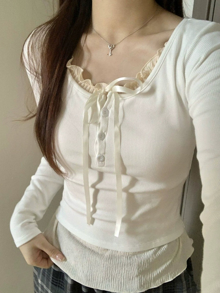 Soft Girl Frill Long Sleeve Tops-ntbhshop