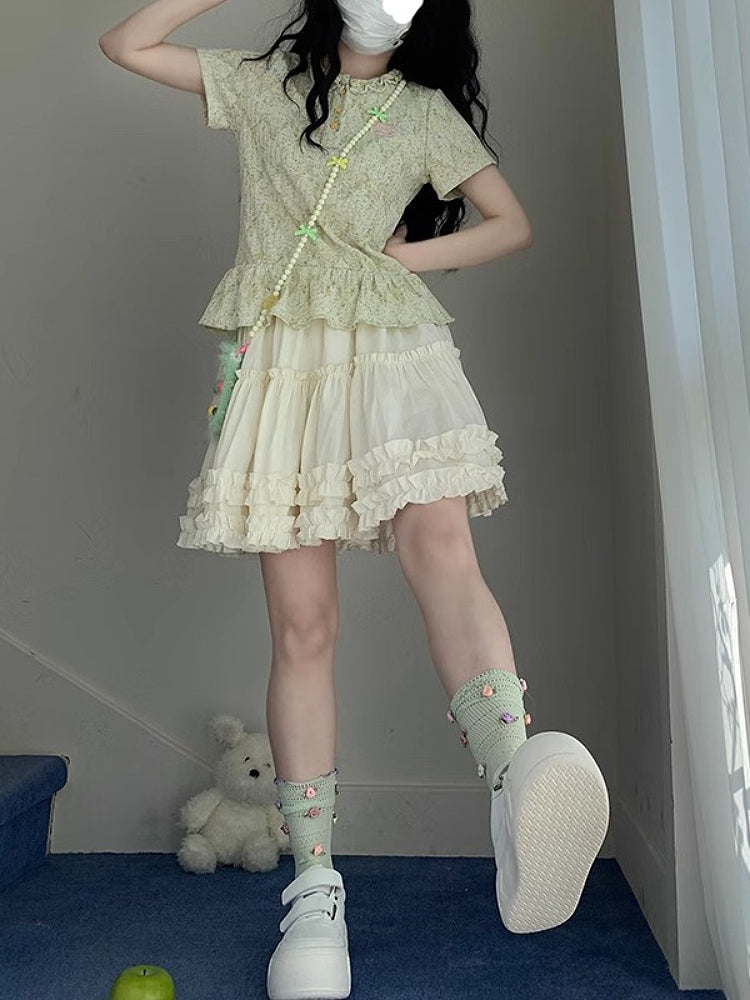 Vanilla Cake High Waist Lace Skirt-ntbhshop