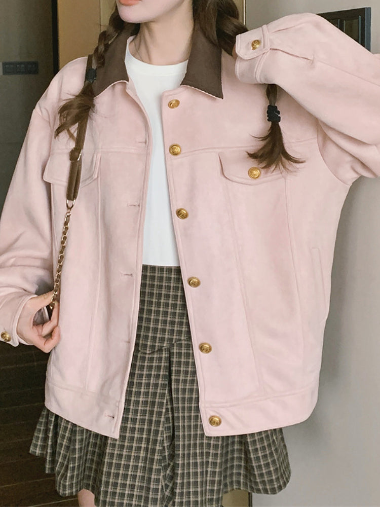 Rosy Path Suede Crop Jacket-ntbhshop