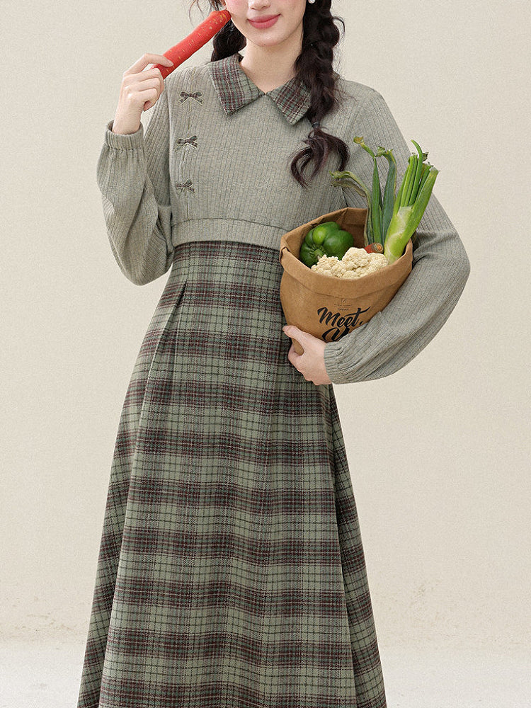 Mossbound Plaid Midi Dress-Dresses-ntbhshop