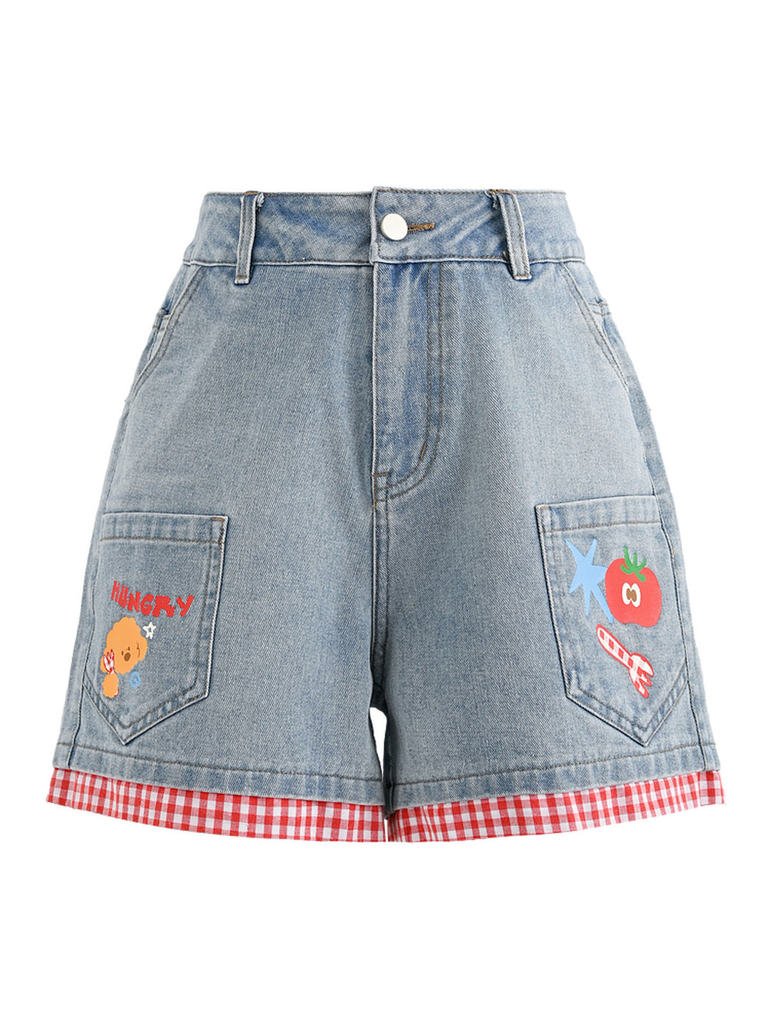 Tomato Picnic Denim Shorts-Bottoms-ntbhshop