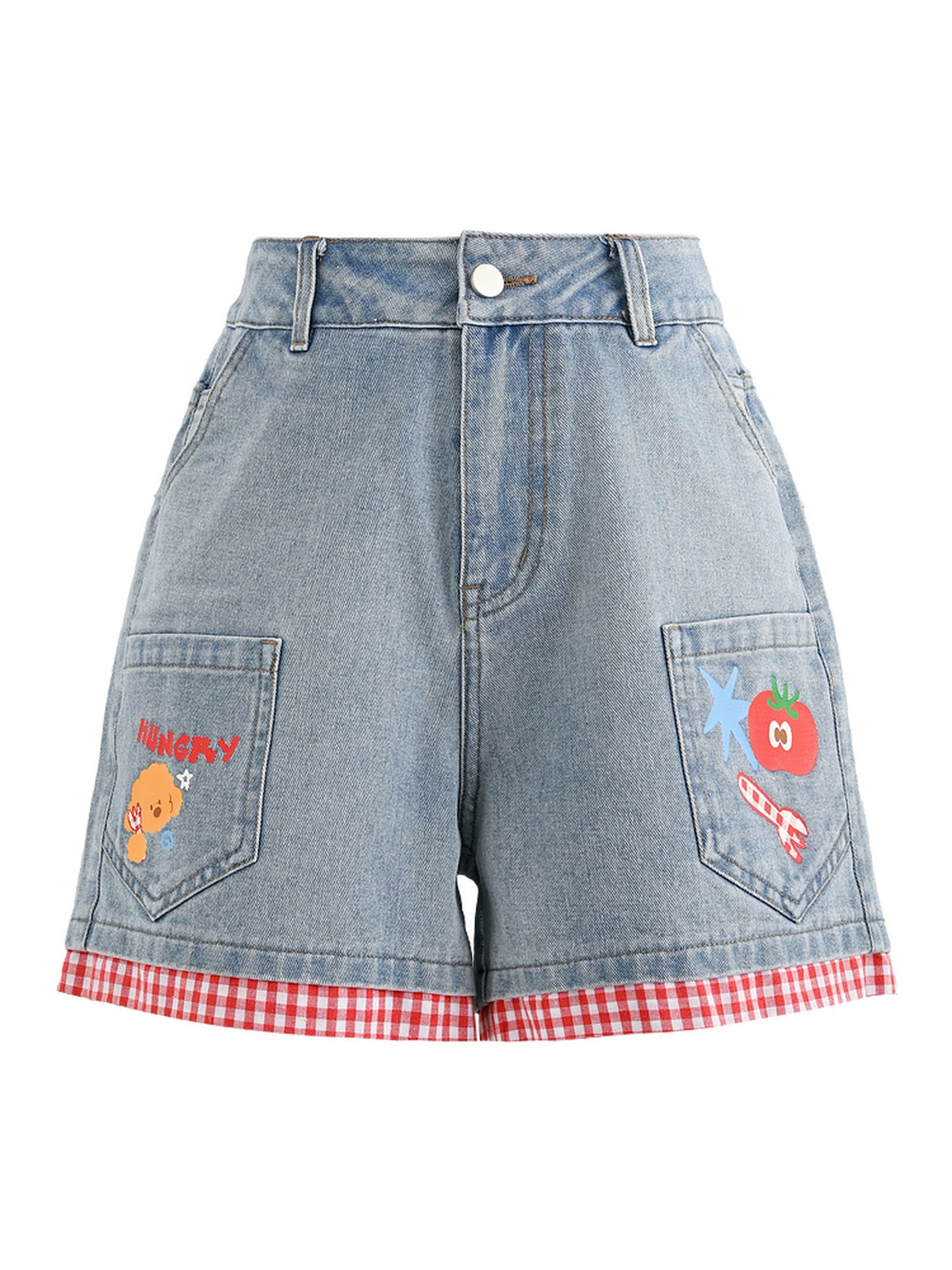 Tomato Picnic Denim Shorts-Bottoms-ntbhshop