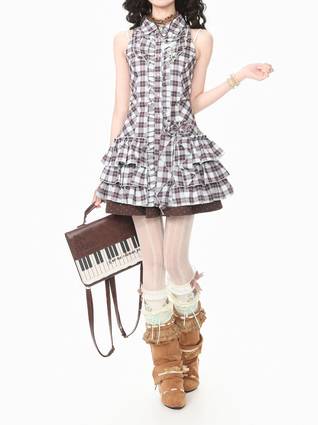 Choco Mint Plaid Mini Dress-Dresses-ntbhshop