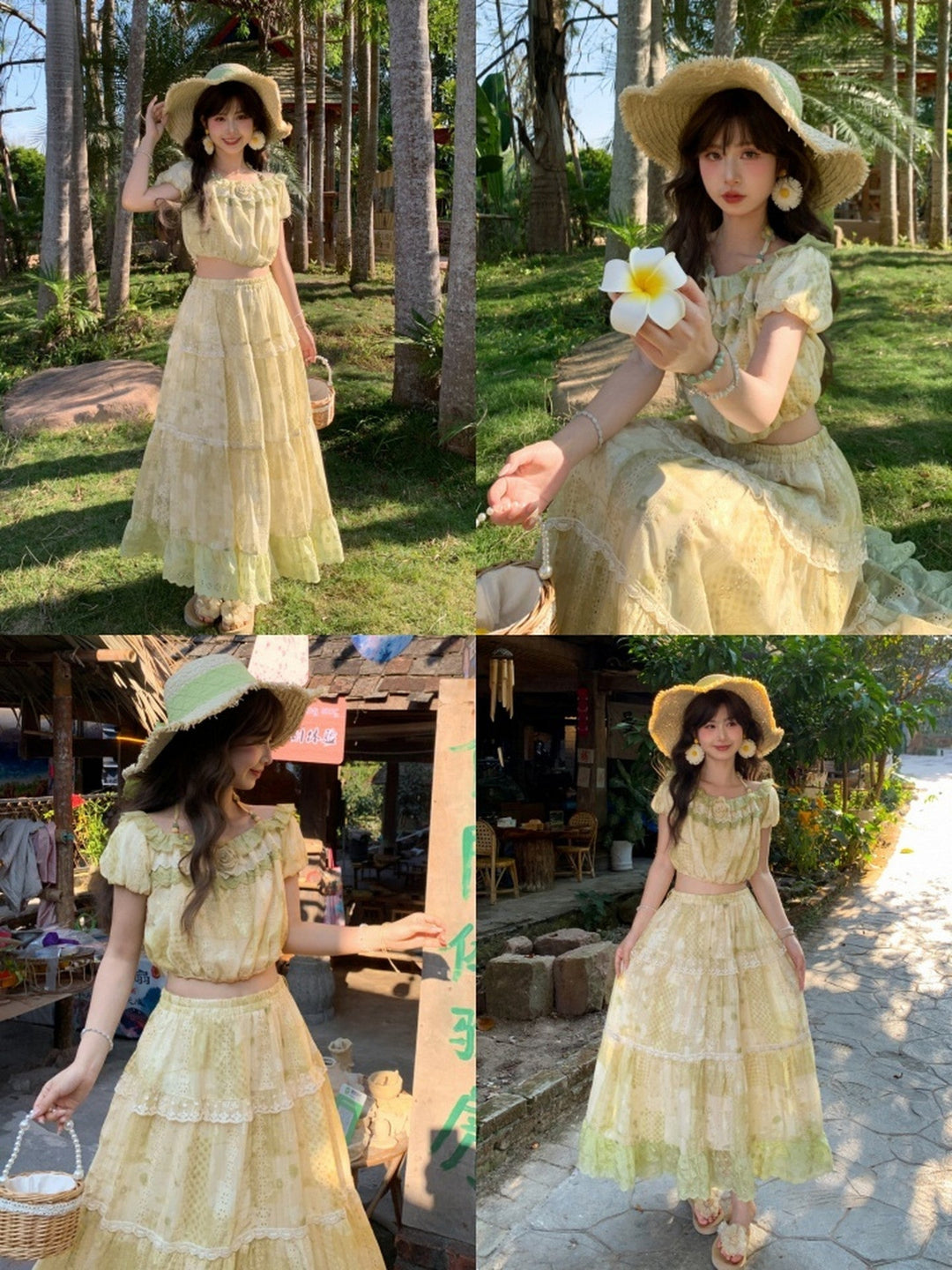 Sage Cottage Crop Top & Maxi Skirt-Sets-ntbhshop