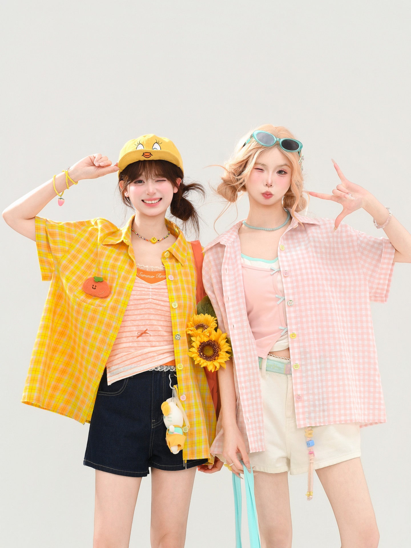 Peachy Pocket Gingham Shirt-Tops-ntbhshop