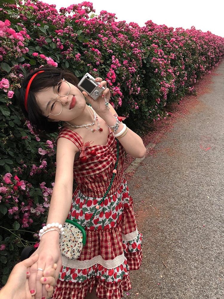 Cherry Tart Plaid Patch Summer Dresses-ntbhshop