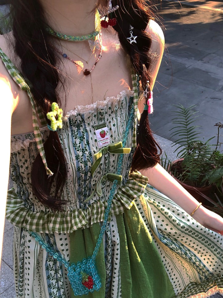 Strawberry Heartbeat Patchwork Slip Dresses-ntbhshop