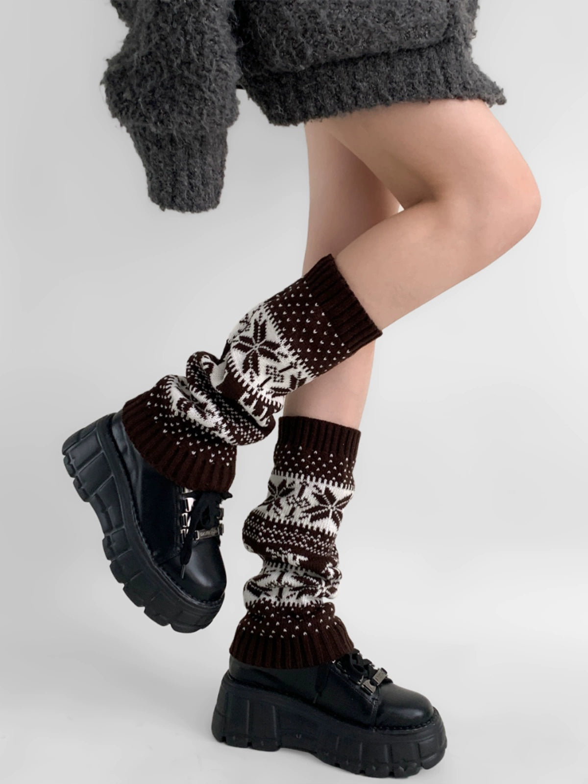 Snowflake Nordic Knit Leg Warmers-ntbhshop