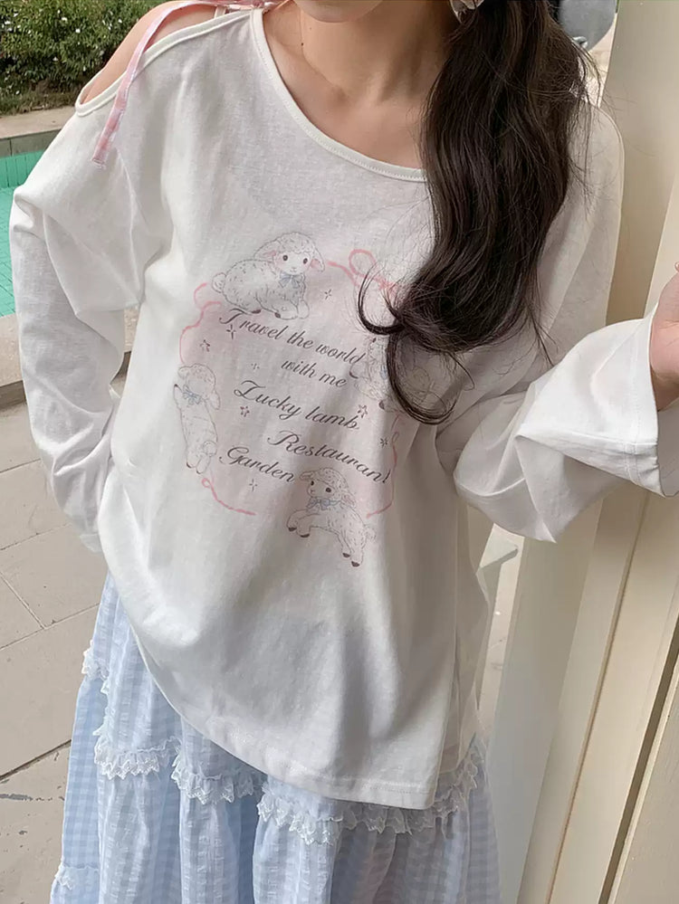 Soft Lamb Off Shoulder Tees-Tops-ntbhshop