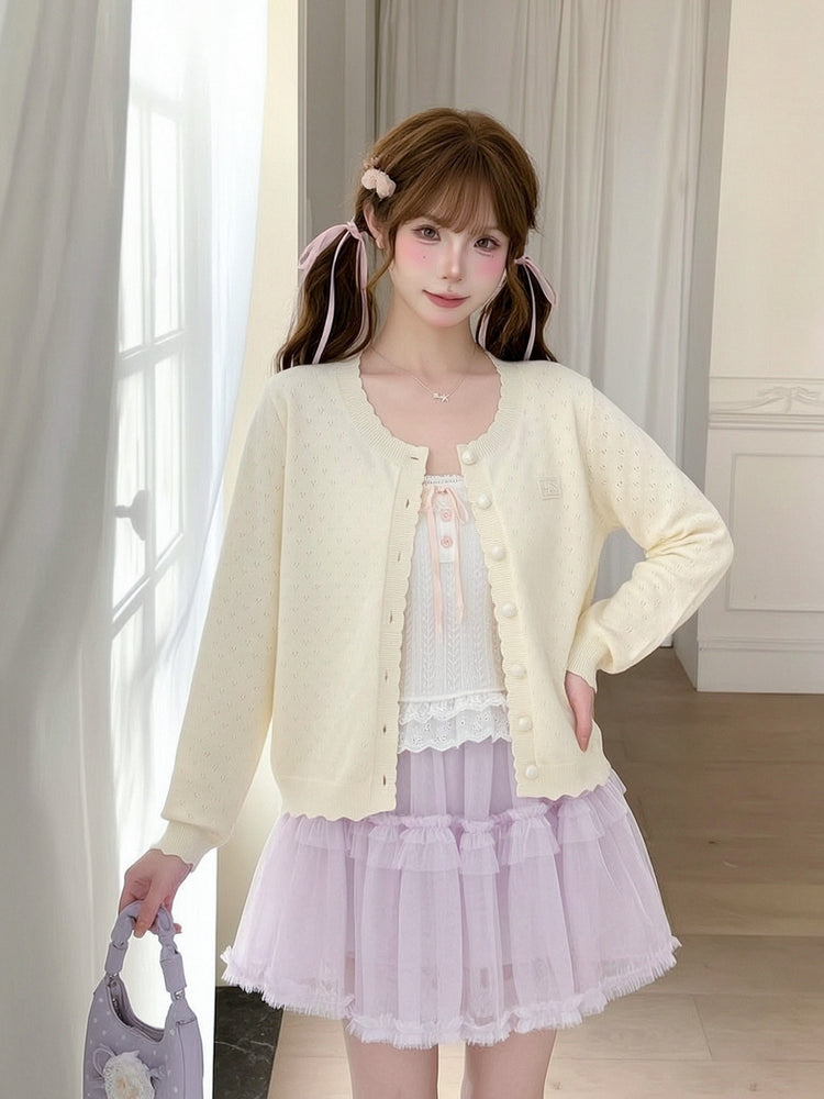 Darling Scallop Knit Cardigans-Outerwear-ntbhshop