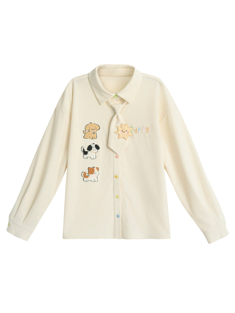 Puppy Parade Tie Shirt-Tops-ntbhshop