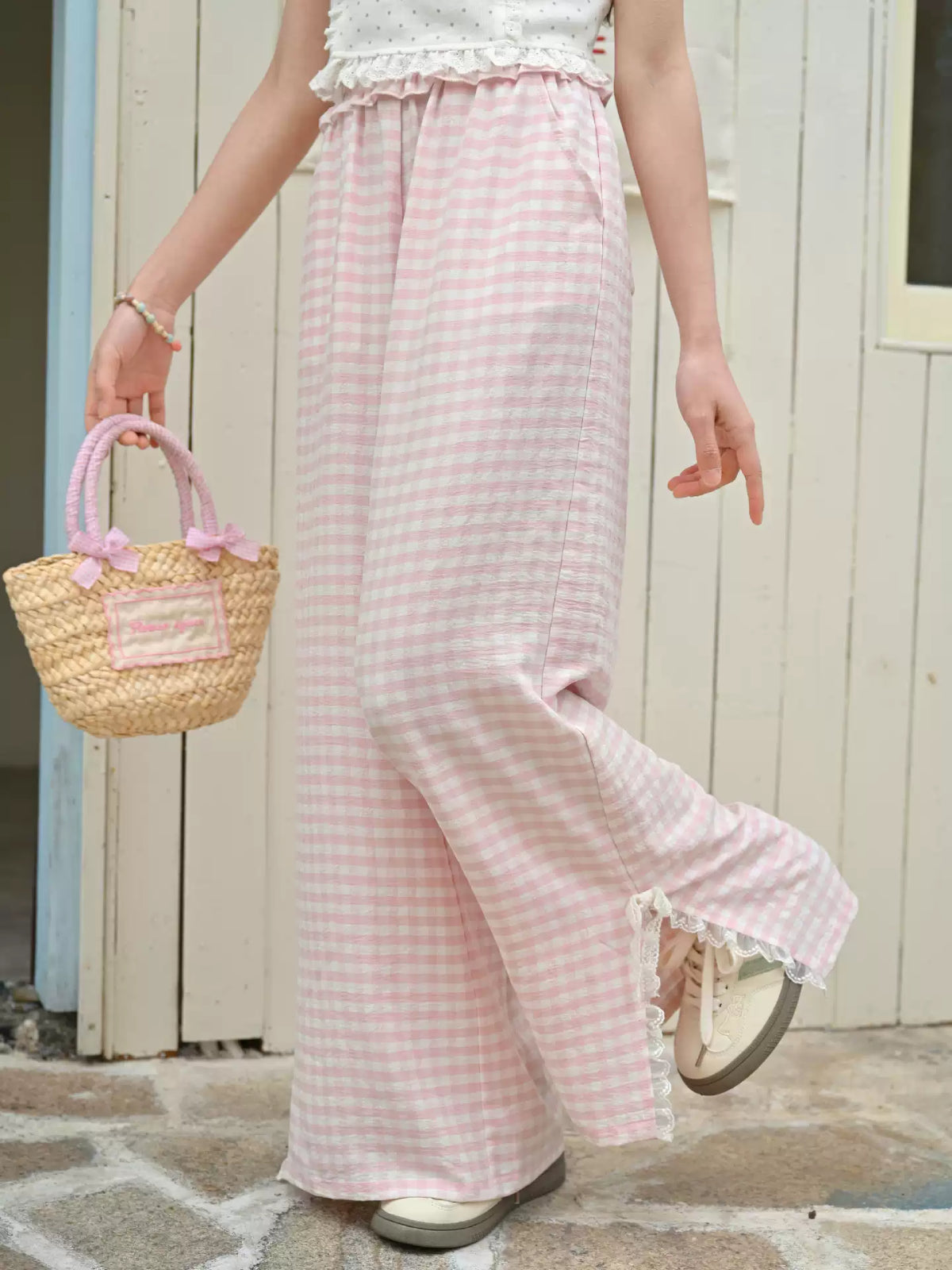 Sugar Blush Gingham Pants-Bottoms-ntbhshop