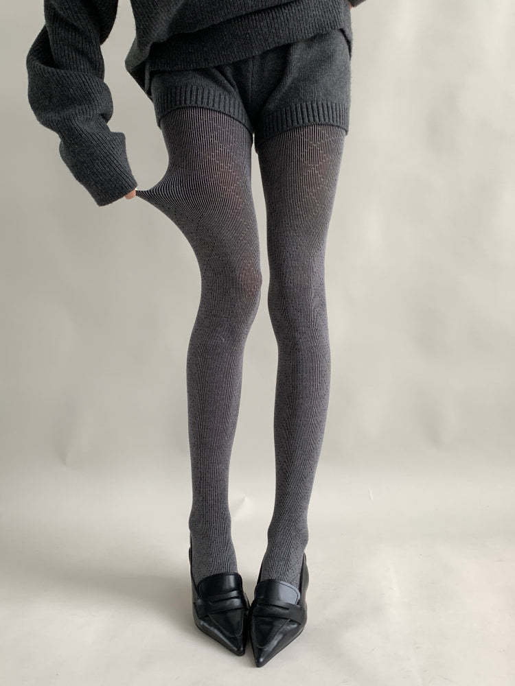 Soft Noir Lattice Knit Tights-ntbhshop