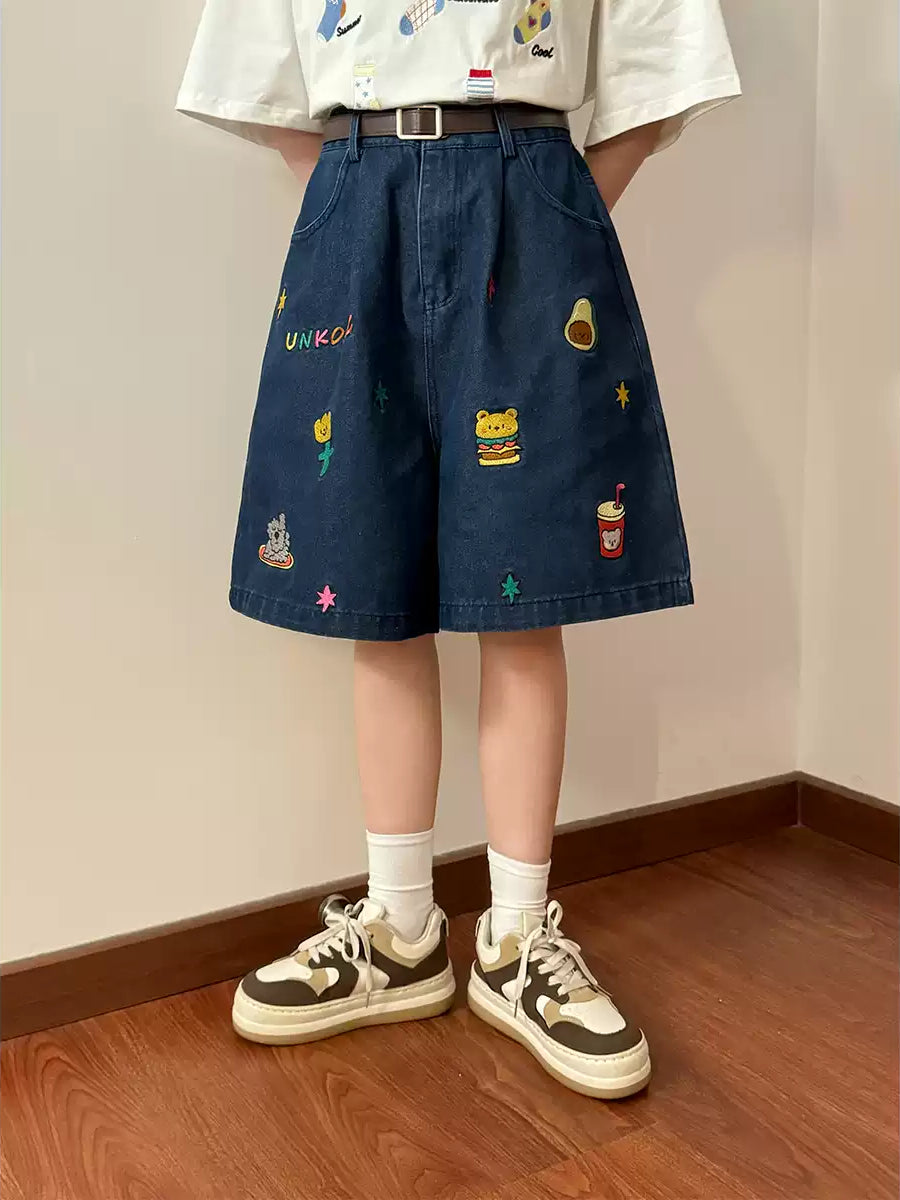 Kindergarten Patch Denim Shorts-Bottoms-ntbhshop