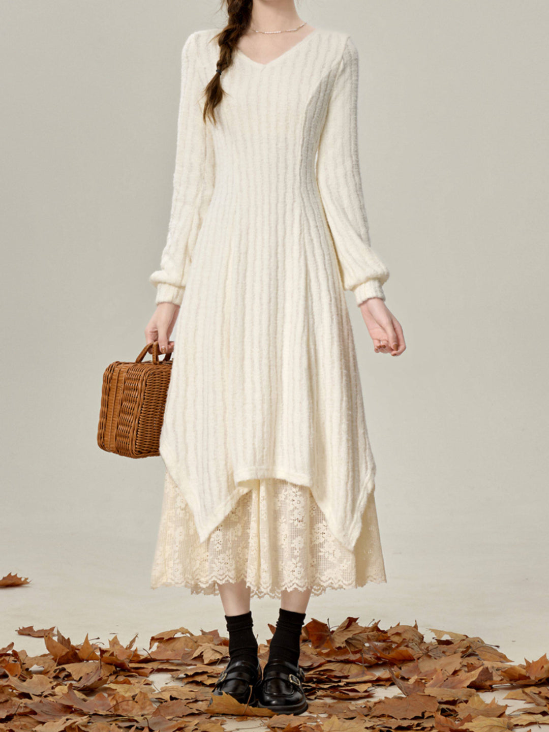 Ivory Snow Knit Layer Dress-Dresses-ntbhshop