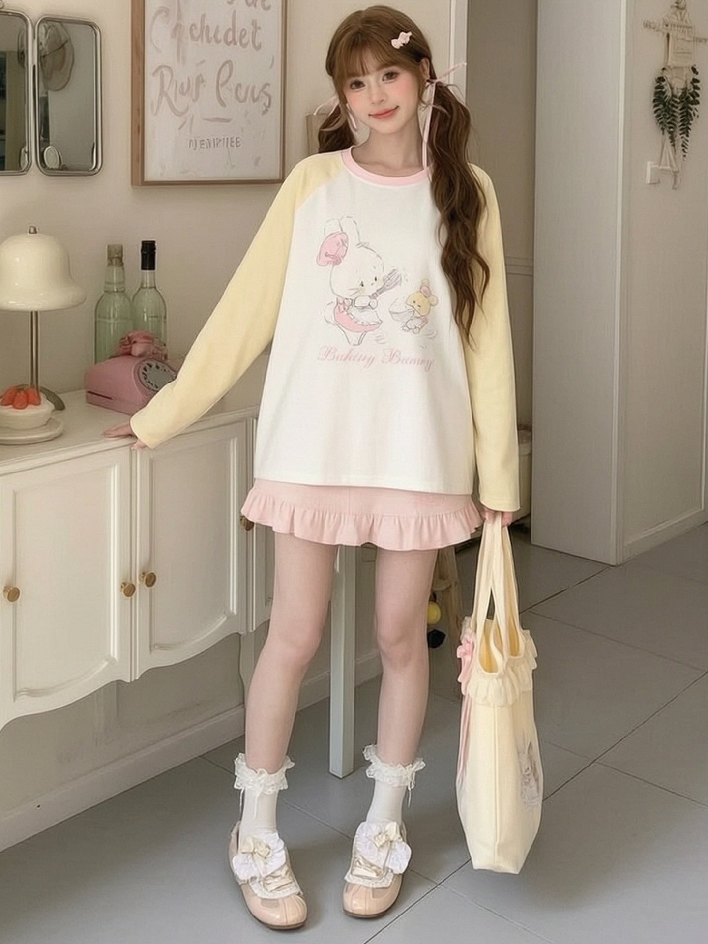 Bakery Bunny Raglan Tee-Tops-ntbhshop
