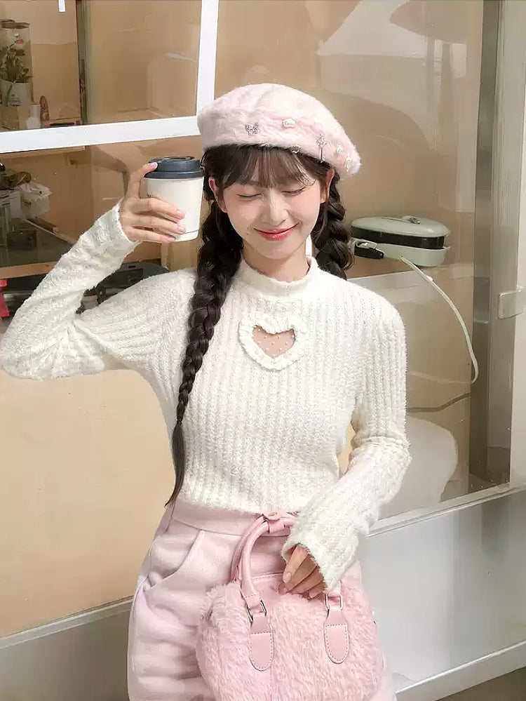 Heart Cut Out Base Turtleneck-Tops-ntbhshop