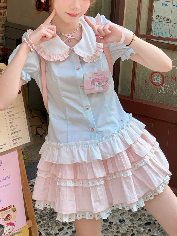 Bunny Academy Sweetheart Blouses & Cake Skirt-ntbhshop