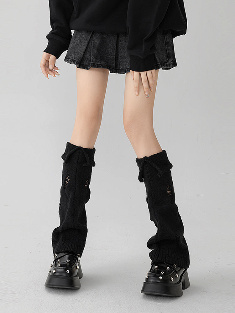 Distressed Sweater Collar Leg Warmers-ntbhshop