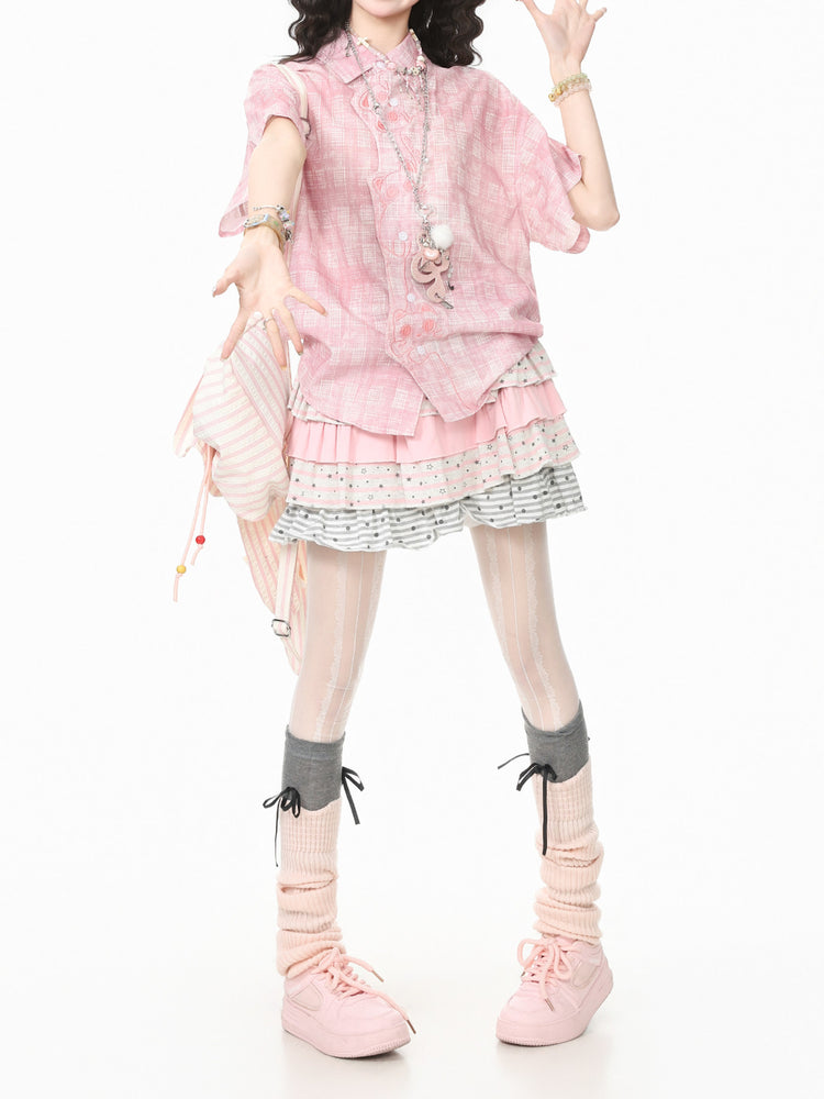 Kitty Giggle Plaid Shirts-Tops-ntbhshop