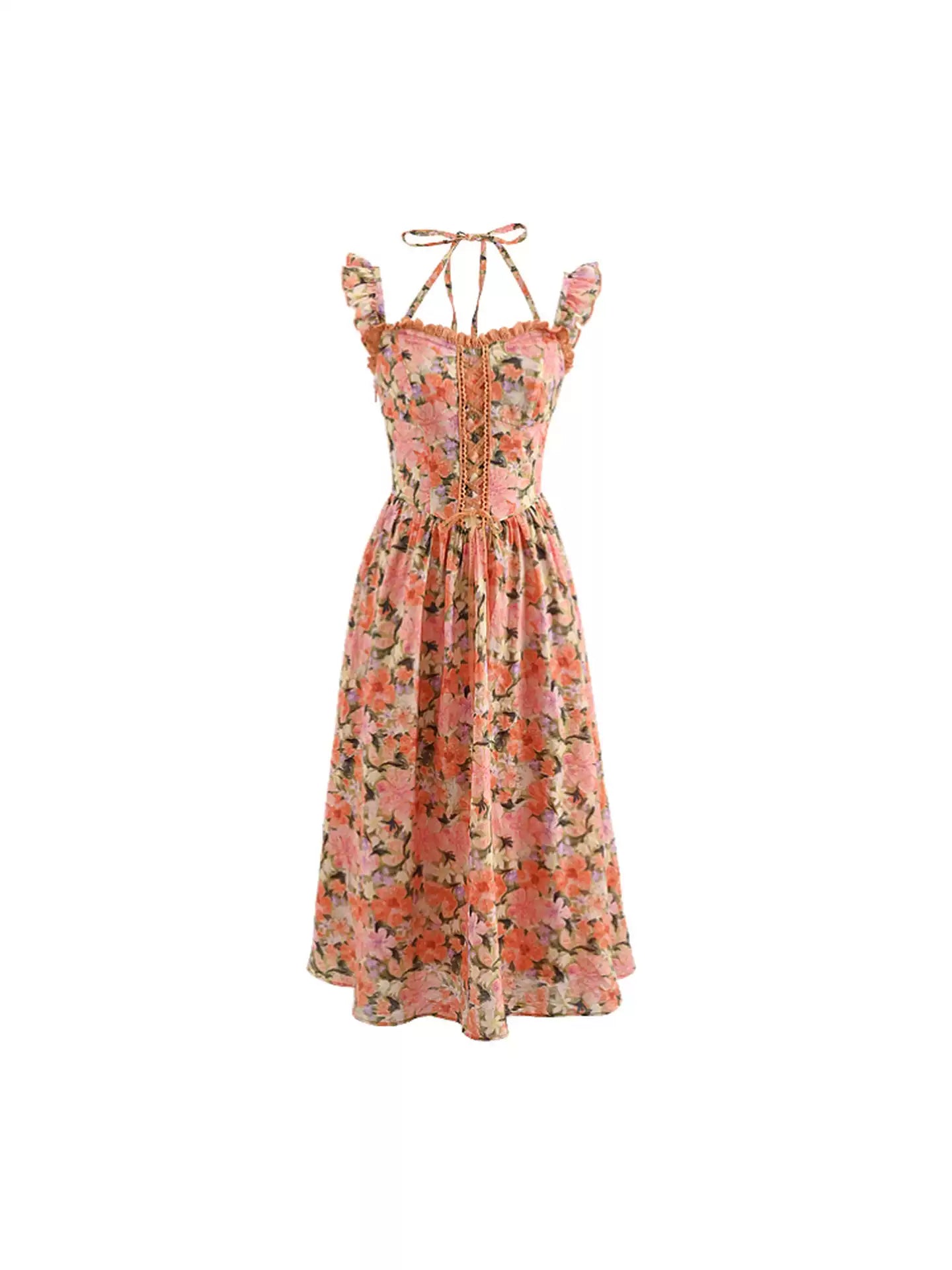 Peach Meadow Floral Dress-Dresses-ntbhshop