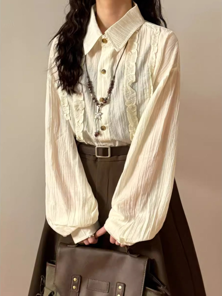 Mushroom Poem Puff Sleeve Blouses-ntbhshop