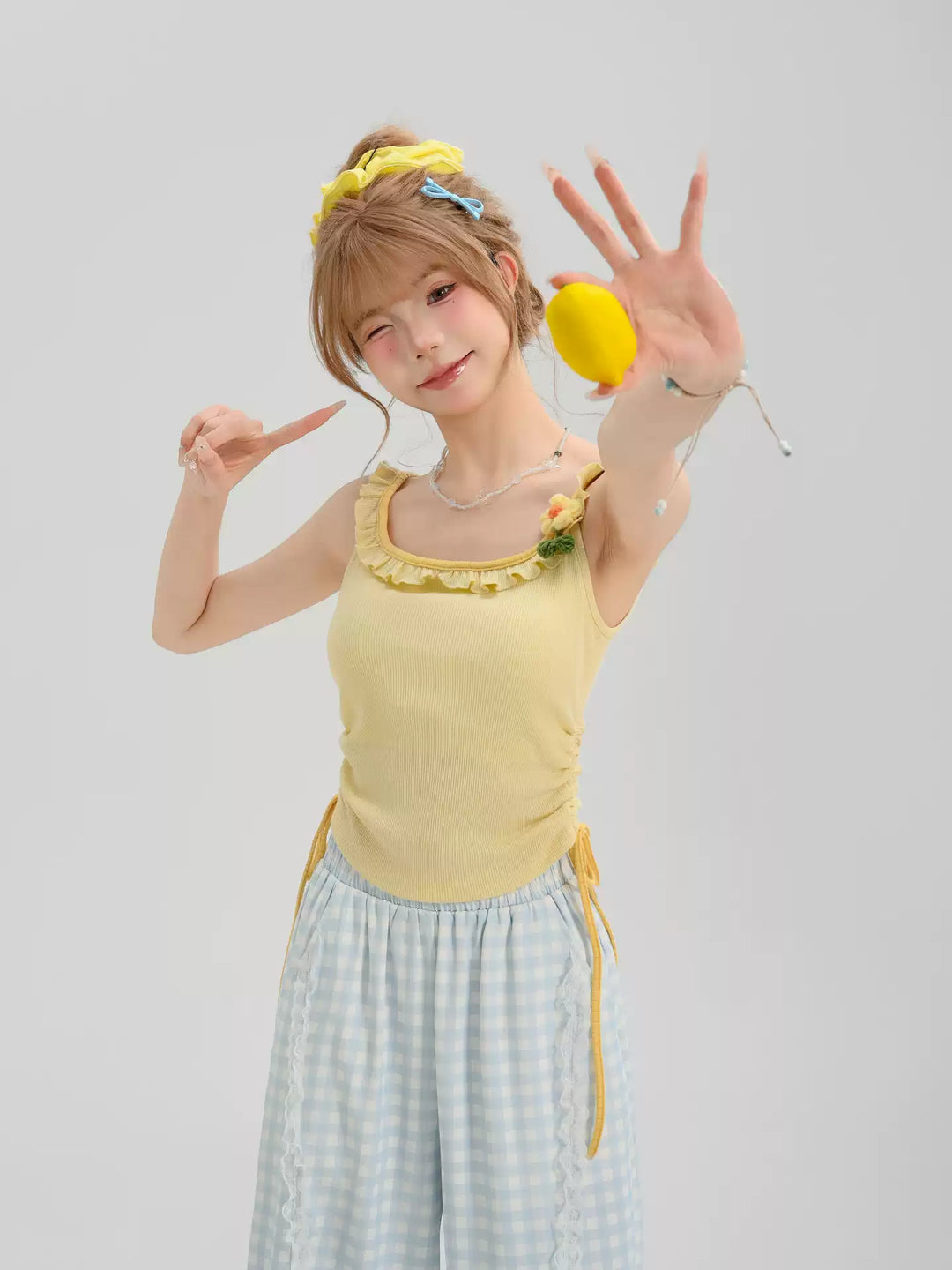 Lemon Candy Ruffle Camisole-Tops-ntbhshop