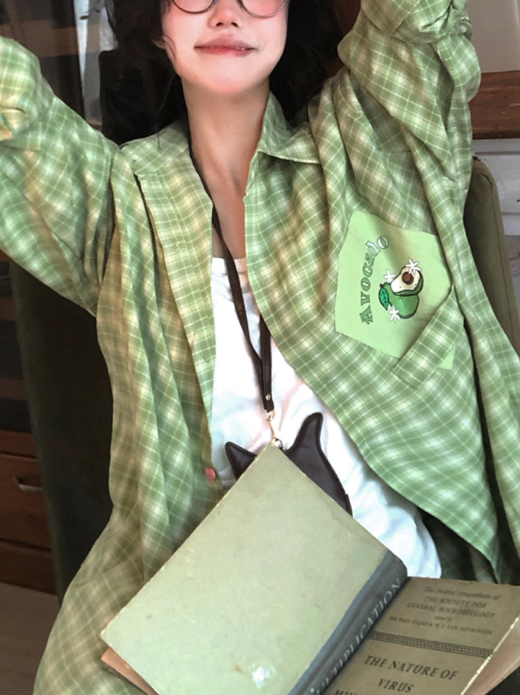 Fruit Pop Whimsy Patch Plaid Shirts-ntbhshop