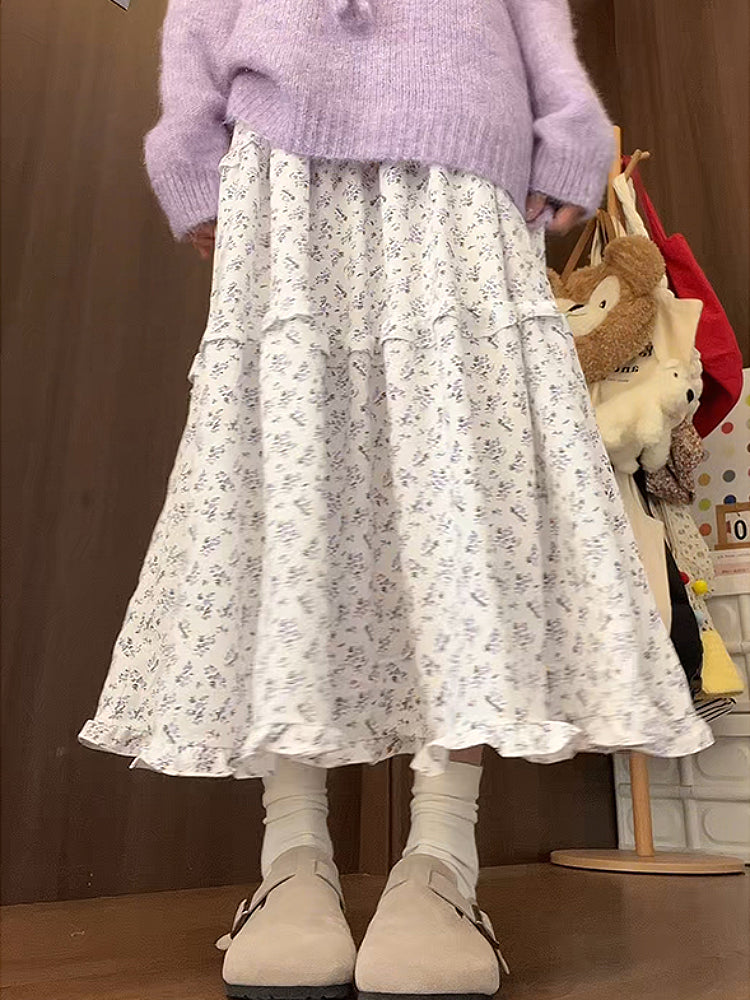 Retro Floral Midi Cake Skirts-ntbhshop