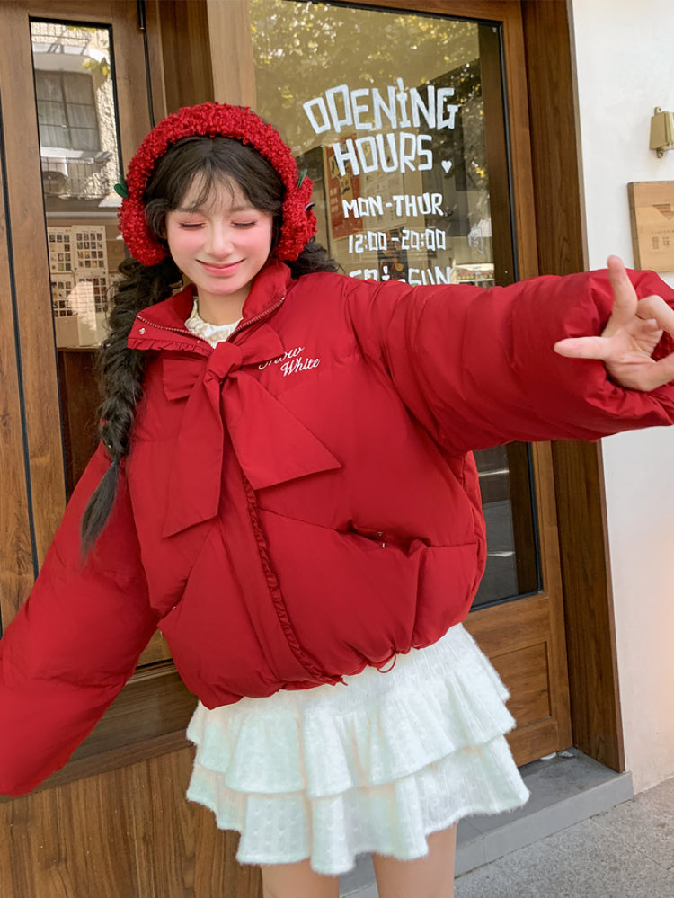 Snow White Cozy Crop Puffer Jacket-ntbhshop