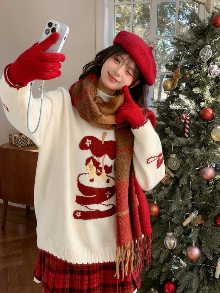 Apple Christmas Story Knit Sweater-ntbhshop